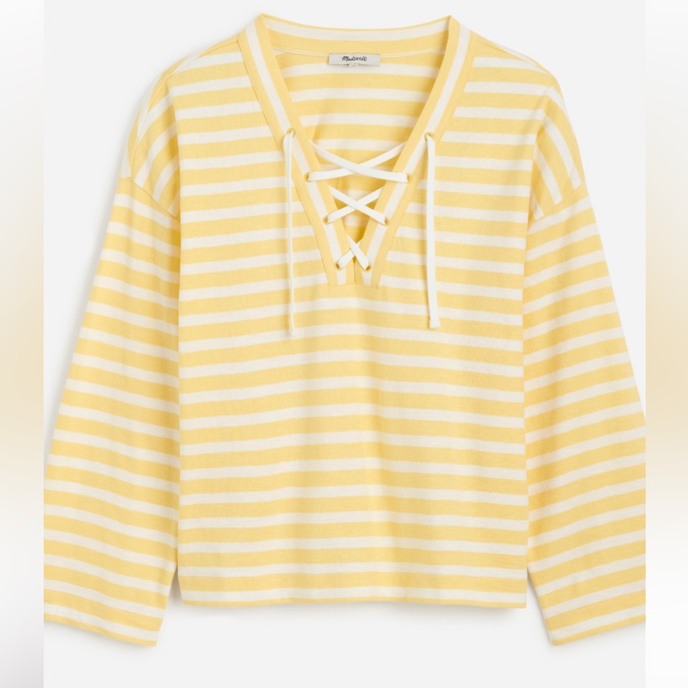 Madewell Yellow and White Striped Hoodie